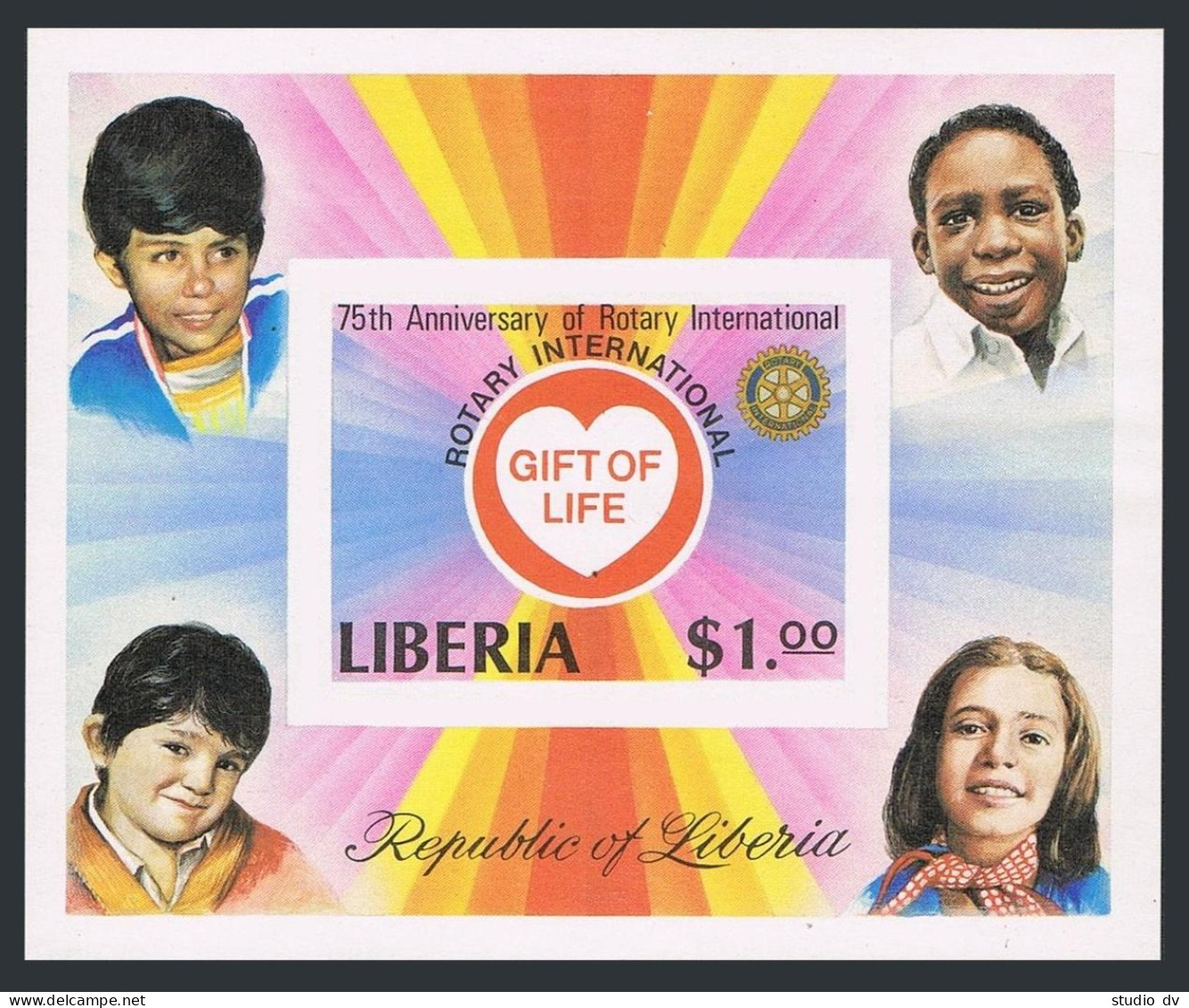 Liberia 860-865,866 Imperf,MNH.Michel 1161B-1166B,Bl.94B Rotary Intl,75,1979. - Liberia