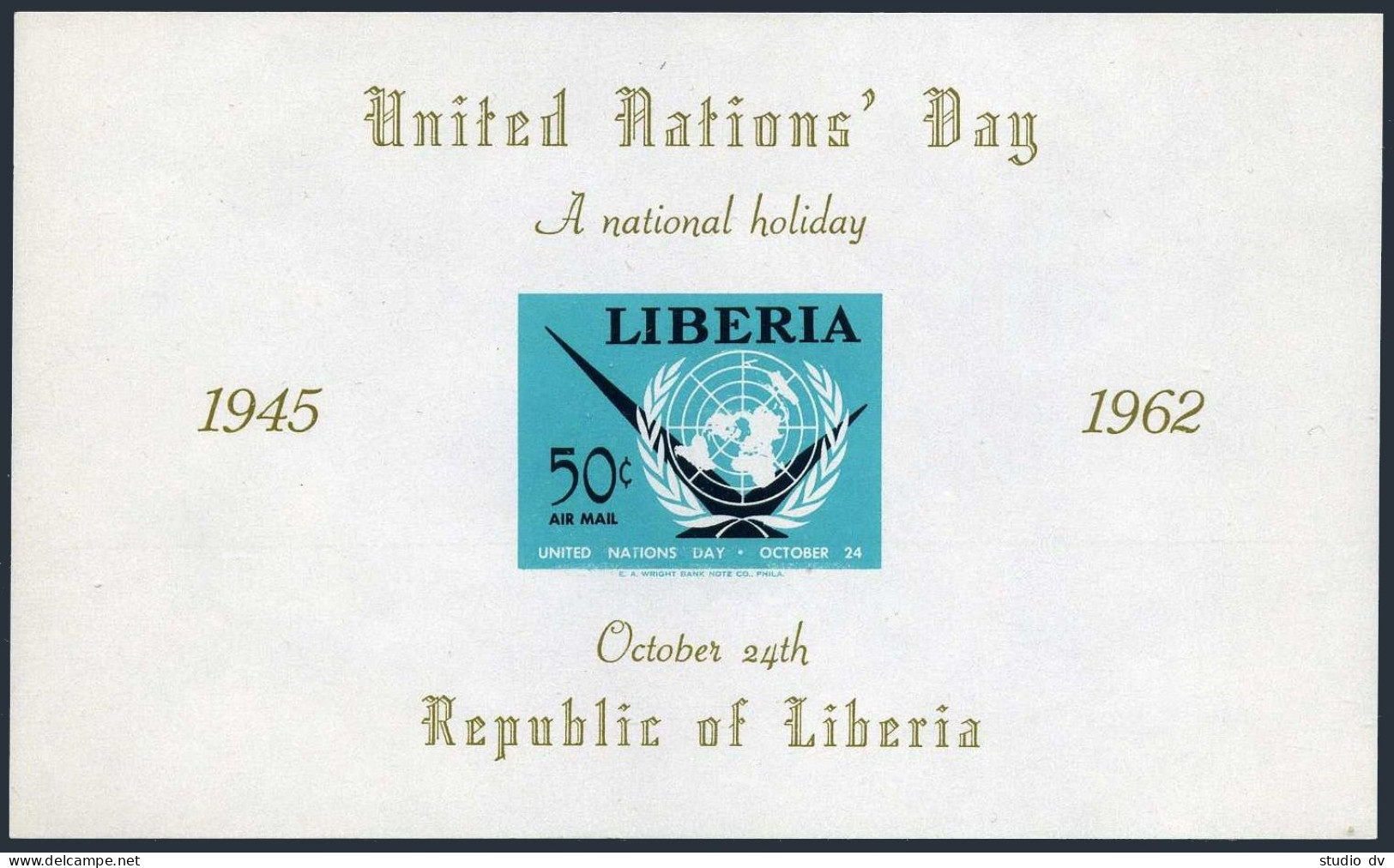 Liberia C145 Sheet,MNH.Michel 589 Bl.25. United Nations Day,1962,Emblem. - Liberia