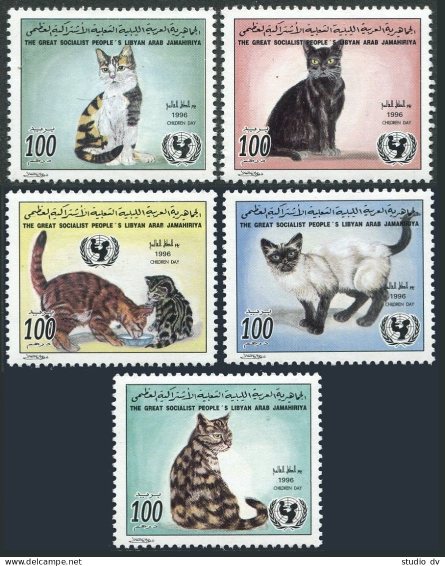 Libya 1564a-1564e, MNH. Children's Day 1996. Cats.  - Libya