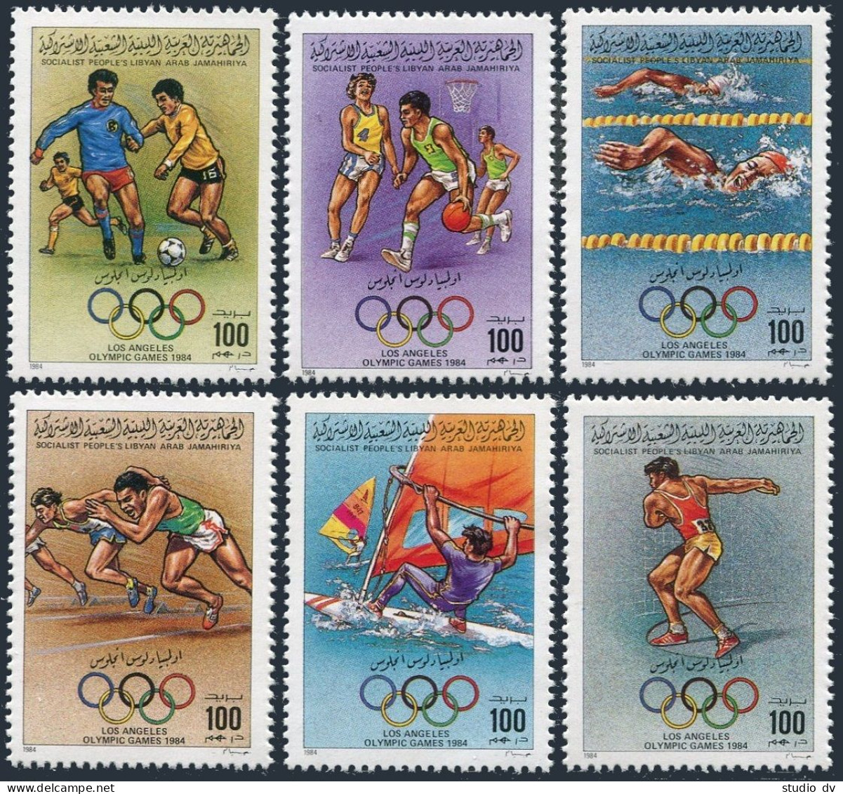 Libya 1204-1209, MNH-perf. Mi 1379-1384. Olympics Los Angeles-1984. Basketball, - Libya