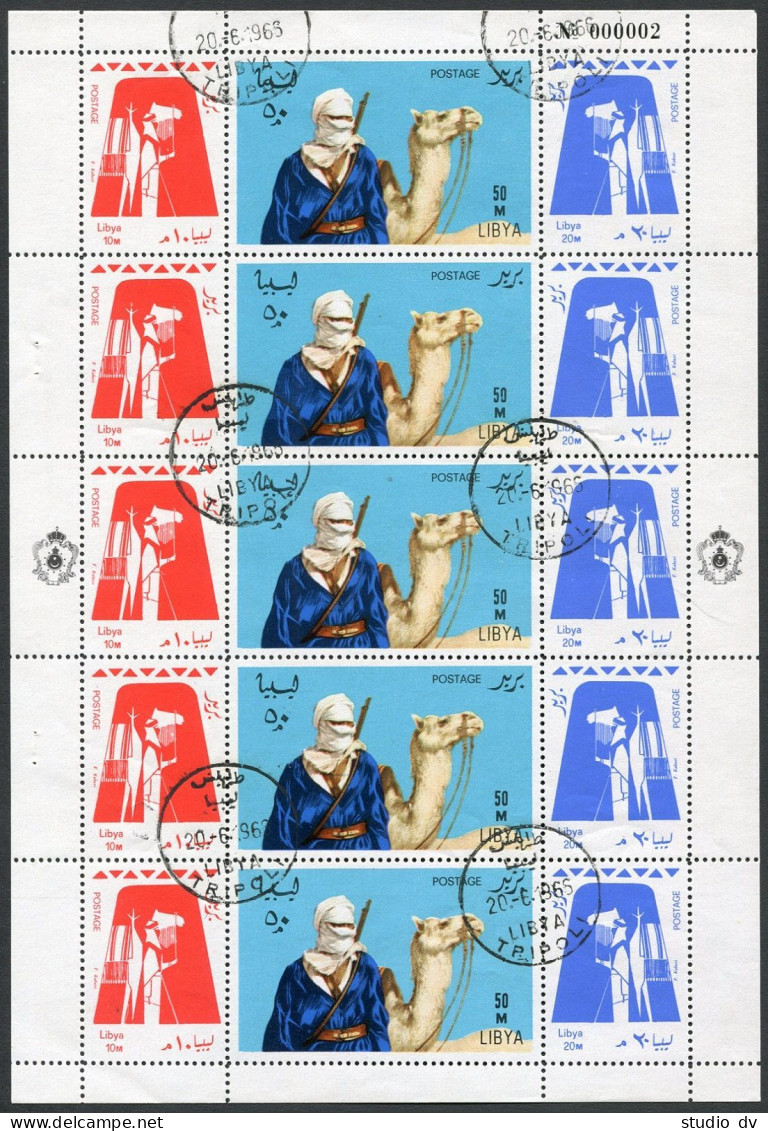 Libya 303-305a Sheet Control #2,CTO.Michel 219-221 Bogen. 1966.Tuareg And Camel. - Libya