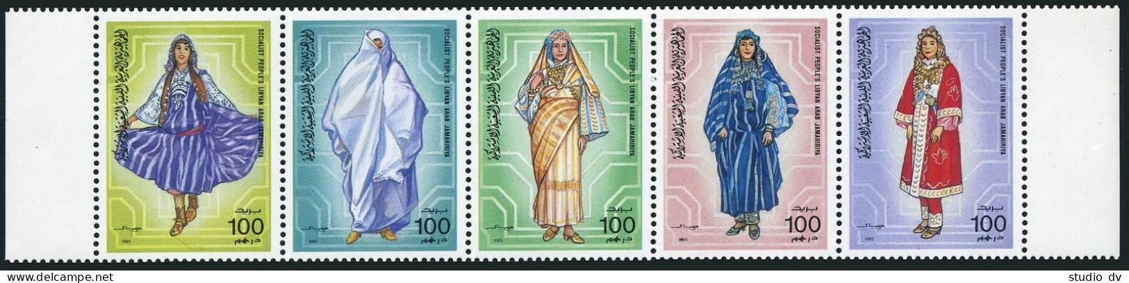 Libya 1269 Ae Strip,MNH.Michel 15700-1574. Women's Folk Costumes,1985. - Libya