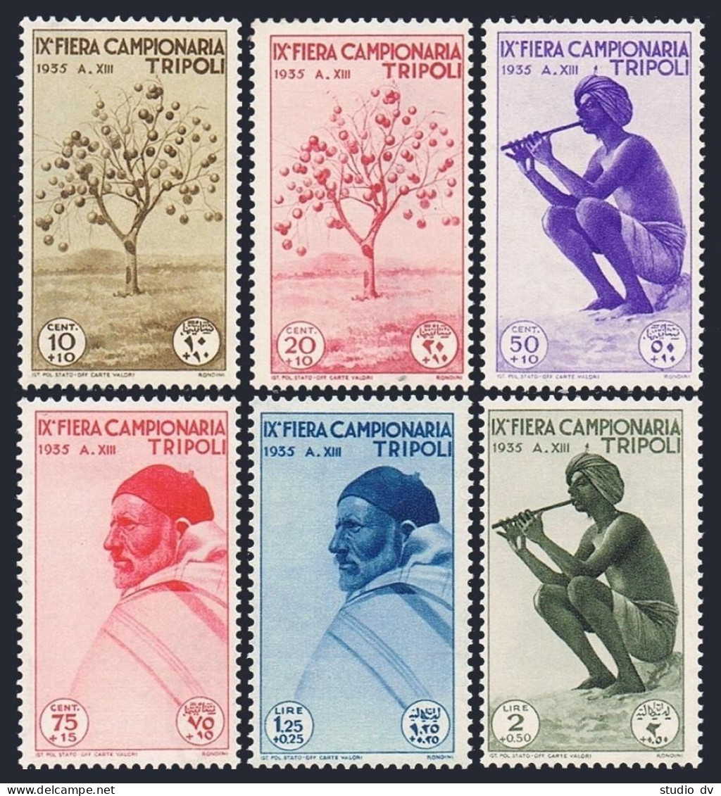 Libya B55-B60, MNH. Sample Fair, Tripoli 1935. Pomegranate, Musician, Tribesman. - Libië