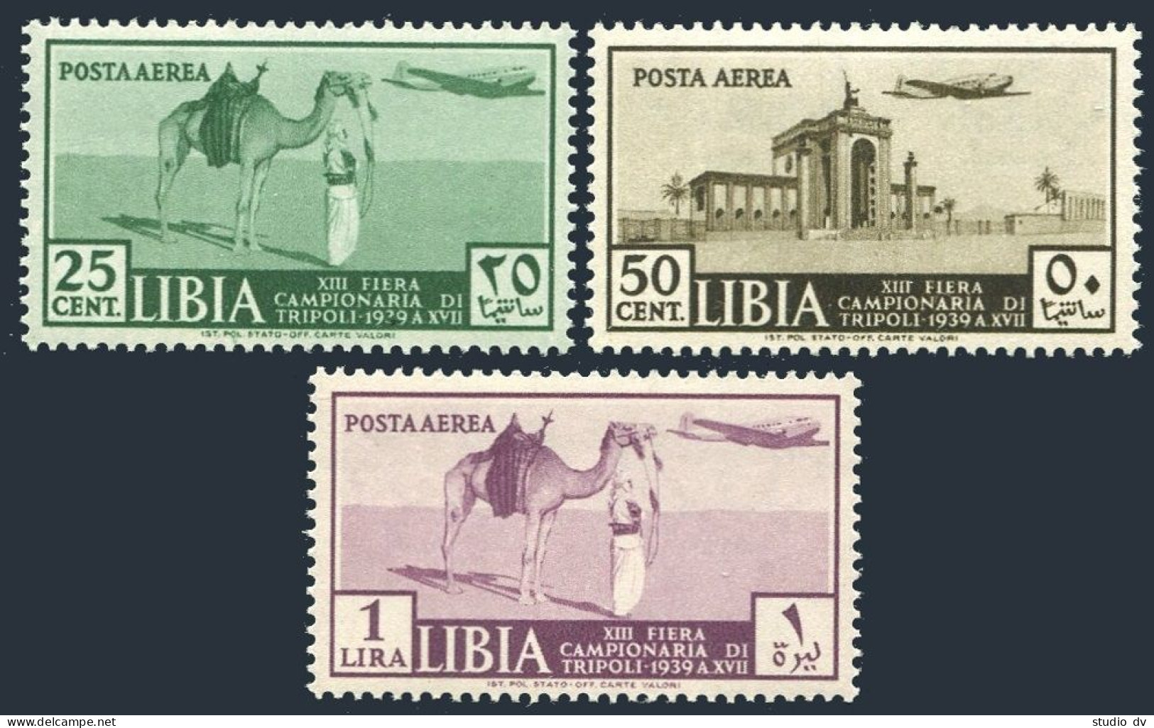 Libya C36-C38,MNH. Mi 102-104. Fair Tripoli 1939.City,Ghadames,Arab,Camel,Plane. - Libya