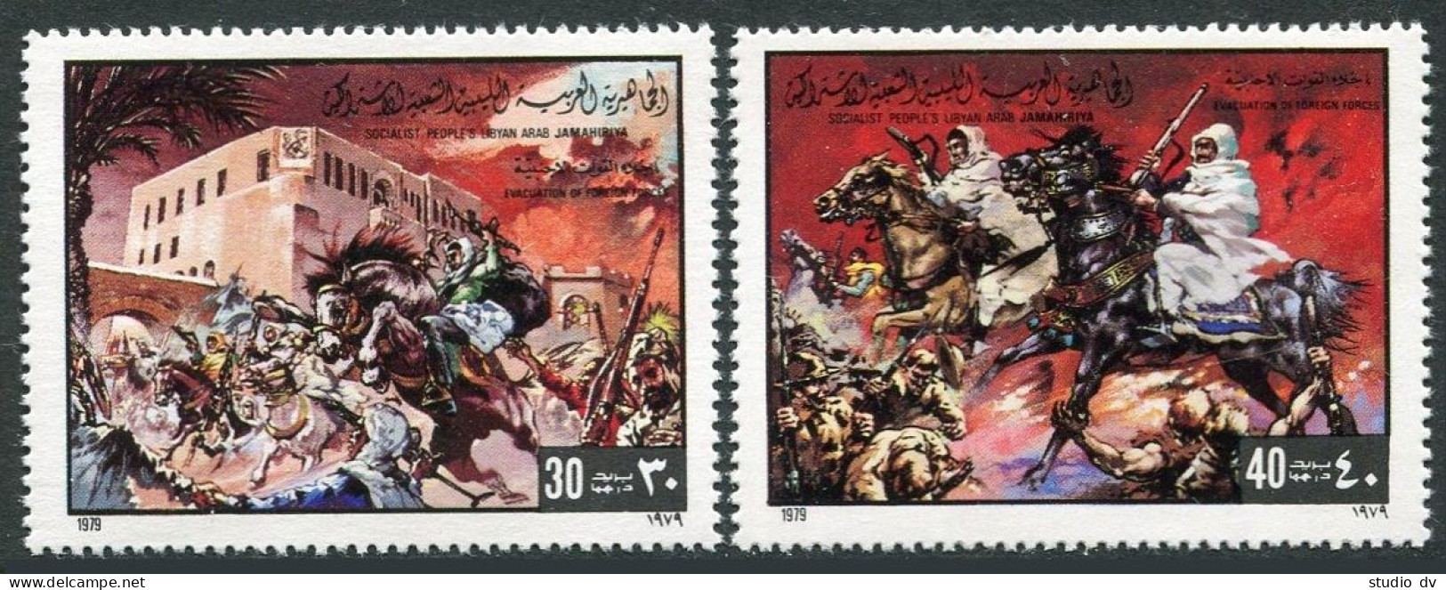 Libya 837-838,839, MNH. Michel 762-763,Bl.4. Evacuation Of Foreign Forces, 1979. - Libië