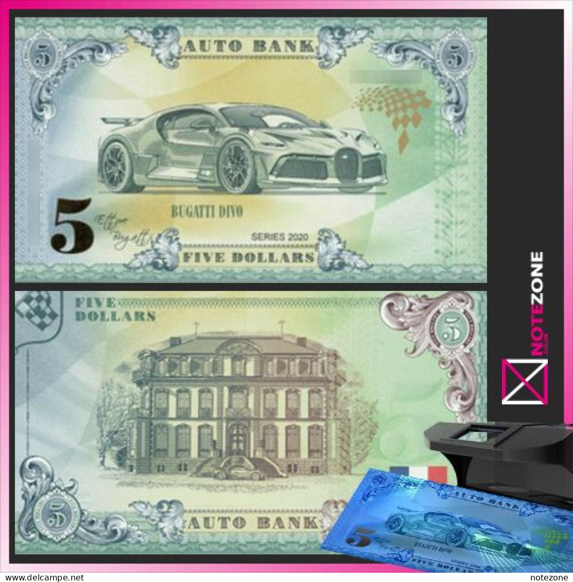 Auto Bank $5 BUGATTI Divo Fantasy Test Note Private - Autres & Non Classés