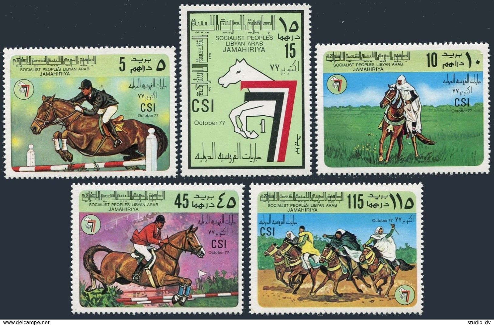 Libya 699-703,704, MNH. Michel 605-610 Bl.34. Turf Championships, Tripoli-1977. - Libye