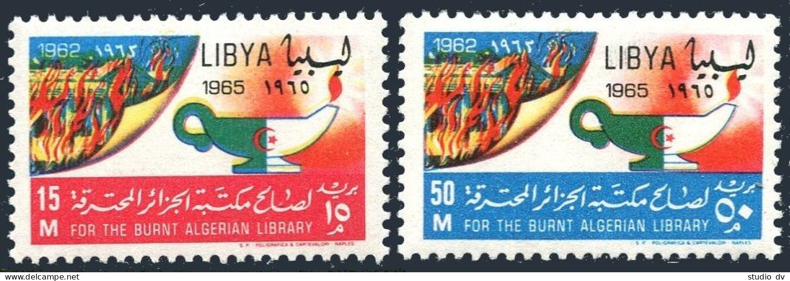 Libya 282-283, MNH. Michel 191-192. Burning Of The Library Of Algiers, 1964. - Libye