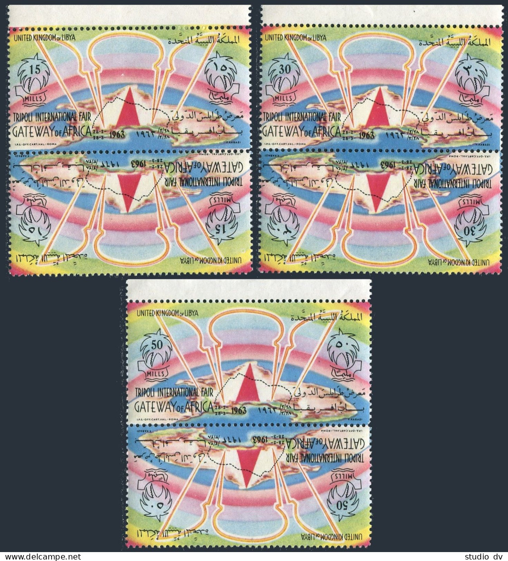 Libya 231-233 Tete-beche, MNH. Mi 128-129. Tripoli Fair Gateway Of Africa, 1963. - Libye