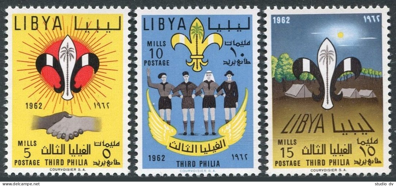 Libya 222-224,225 Ac Sheet,lightly Hinged. 3rd Libyan Scout Meeting,1962. - Libyen