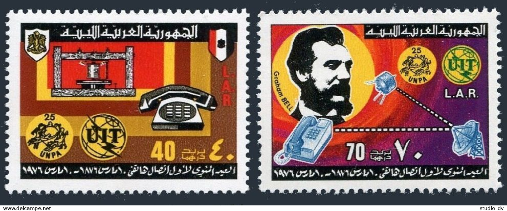 Libya 600-601,MNH.Michel 513-514. Alexander Graham Bell,1976.ITU,UPU. - Libia