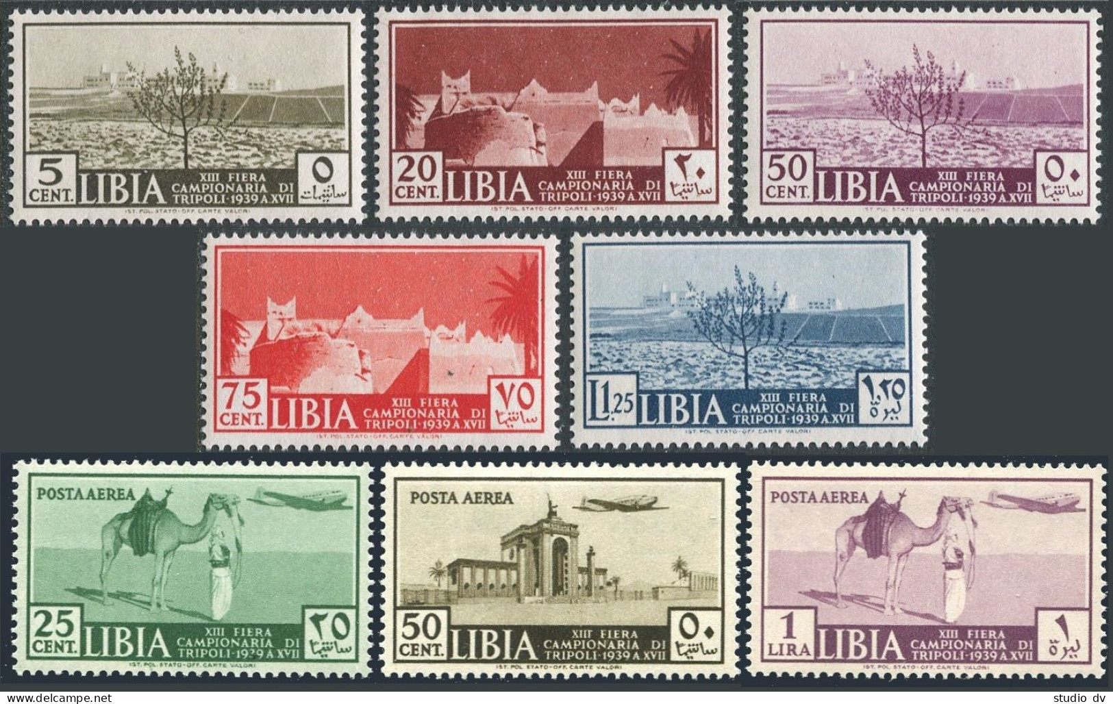 Libya 83-87,C36-C38,MNH. Sample,Tripoli 1939.City,Ghadames,Arab,Camel,Plane. - Libye