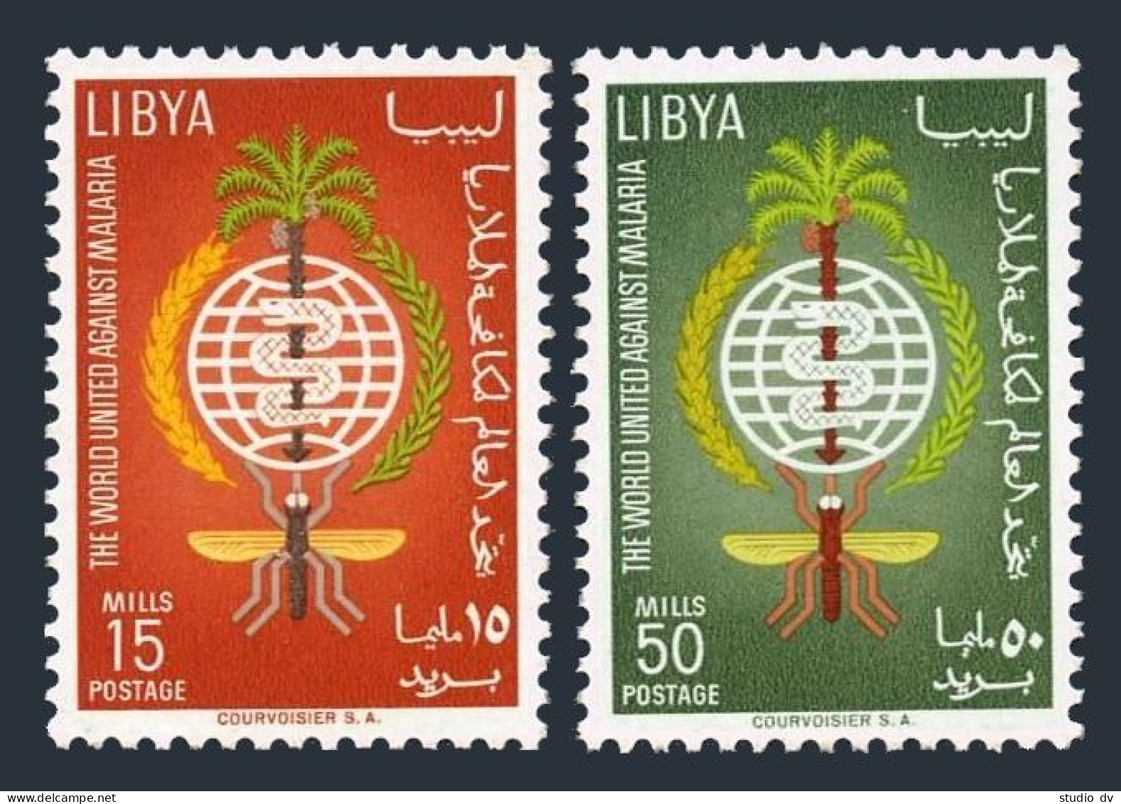 Libya 218-219, Hinged. Michel 118-119. WHO Drive To Eradicate Malaria, 1962. - Libye