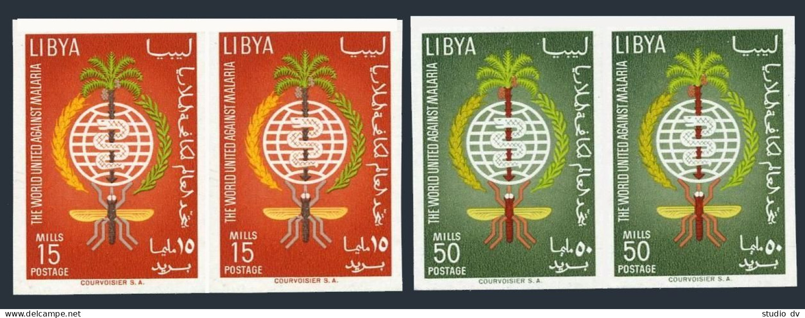Libya 218-219 Imperf Pairs,MNH.Michel 118B-119B. WHO Against Malaria.1962. - Libya