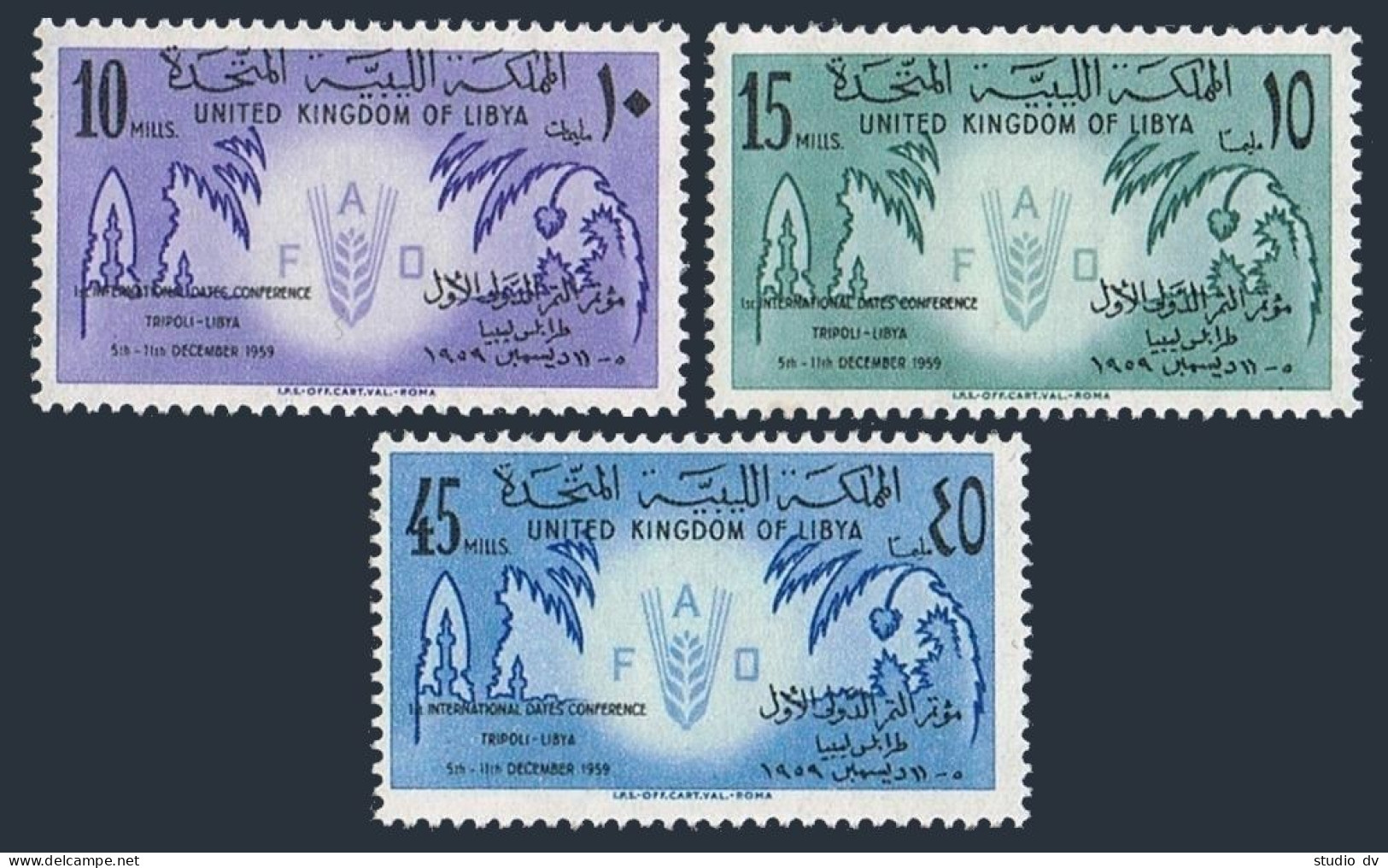 Libya 183-185,MNH.Michel 82-84. Date Palms,FAO Dates Conference 1959. - Libye