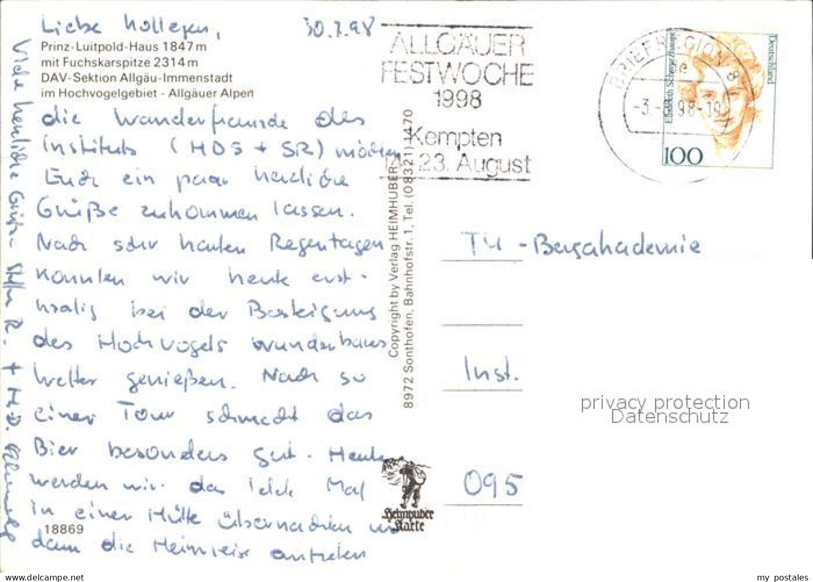 72535062 Prinz Luitpold Haus Fuchskar Nordspitze Madonna Hauptgipfel Prinz Luitp - Hindelang