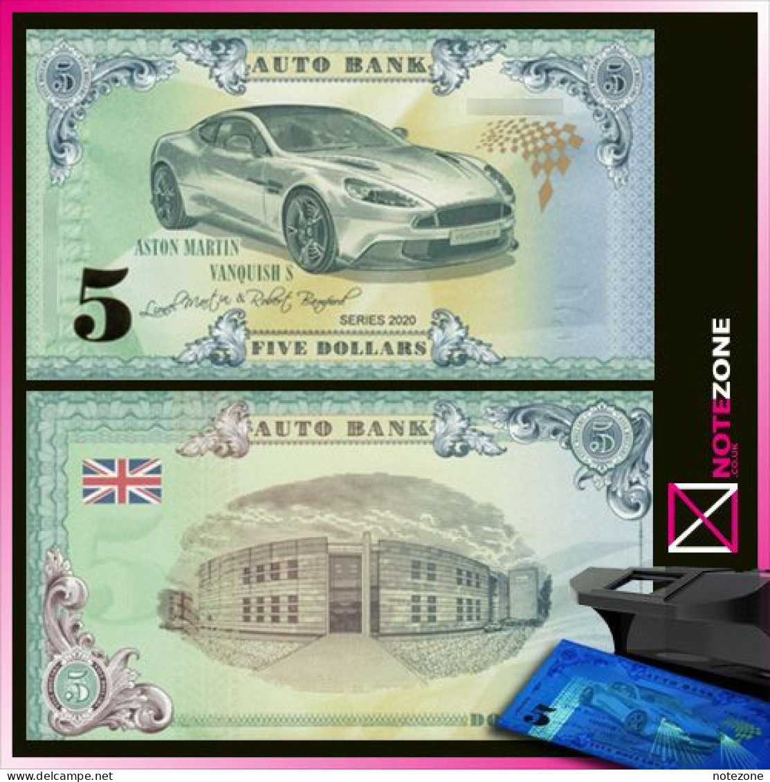 Auto Bank $5 Aston Martin Vanqush S Fantasy Test Note Private - Collections