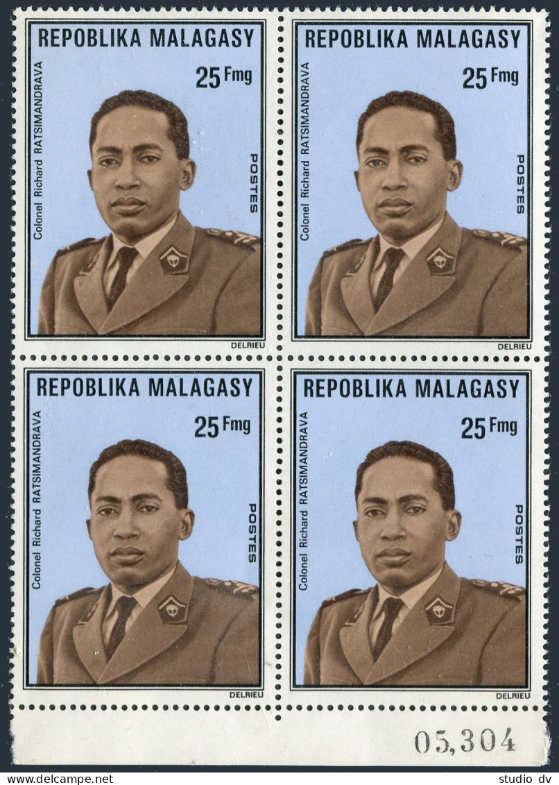 Malagasy 522 Block/4,MNH. Michel 738. Col. Richard Ratsimandrava, 1933-1975. - Madagascar (1960-...)