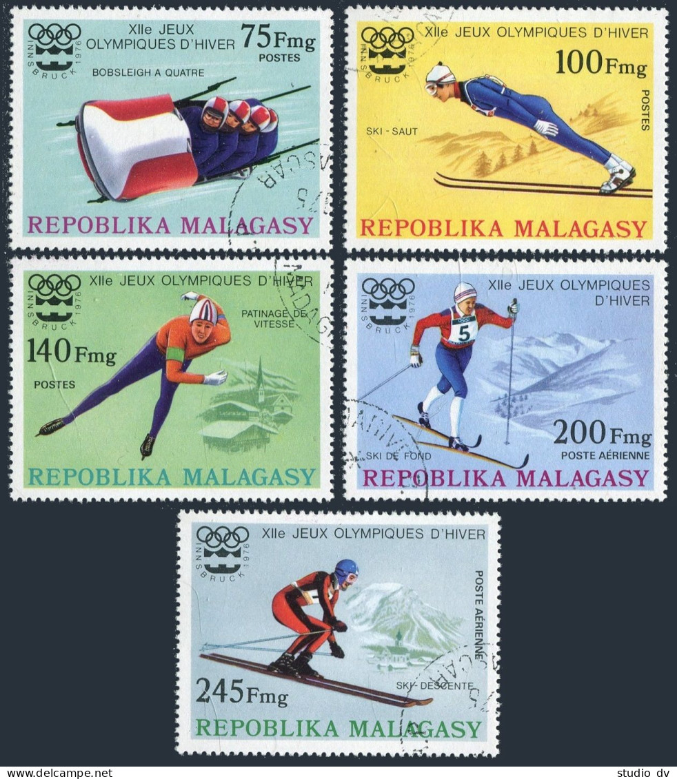 Malagasy 538-540,C549-C550,C151,CTO.Mi 767-771,Bl.9. Olympics Innsbruck-1976. - Madagaskar (1960-...)