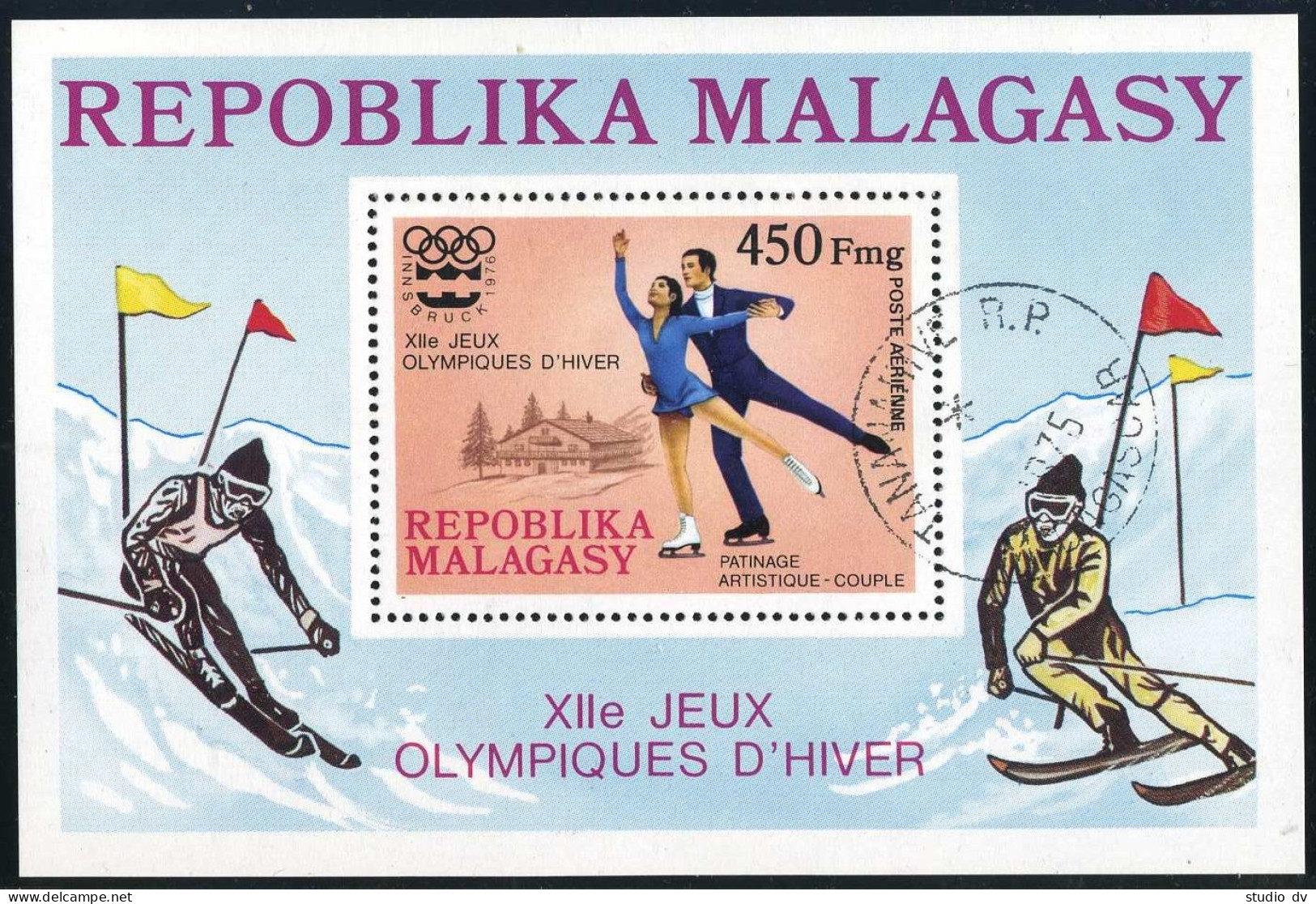 Malagasy 538-540,C549-C550,C151,CTO.Mi 767-771,Bl.9. Olympics Innsbruck-1976. - Madagascar (1960-...)