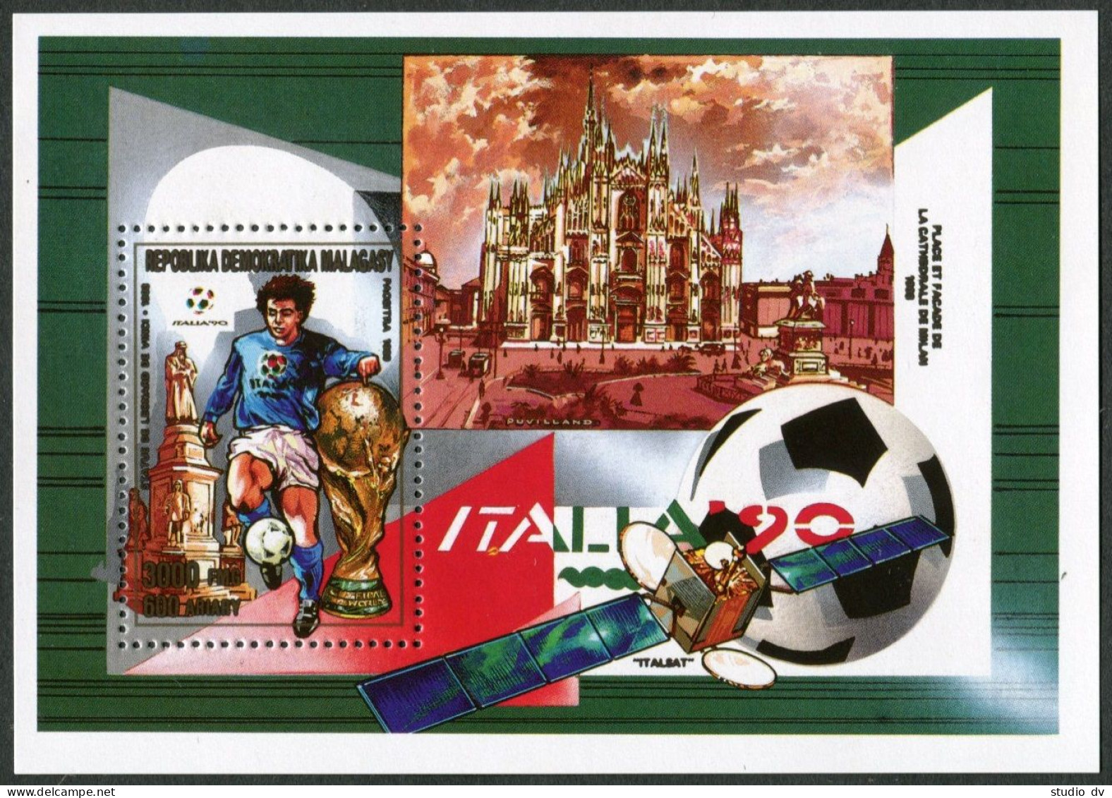 Malagasy 949,MNH.Michel Bl.125. World Soccer Cup Italy-1990. - Madagaskar (1960-...)