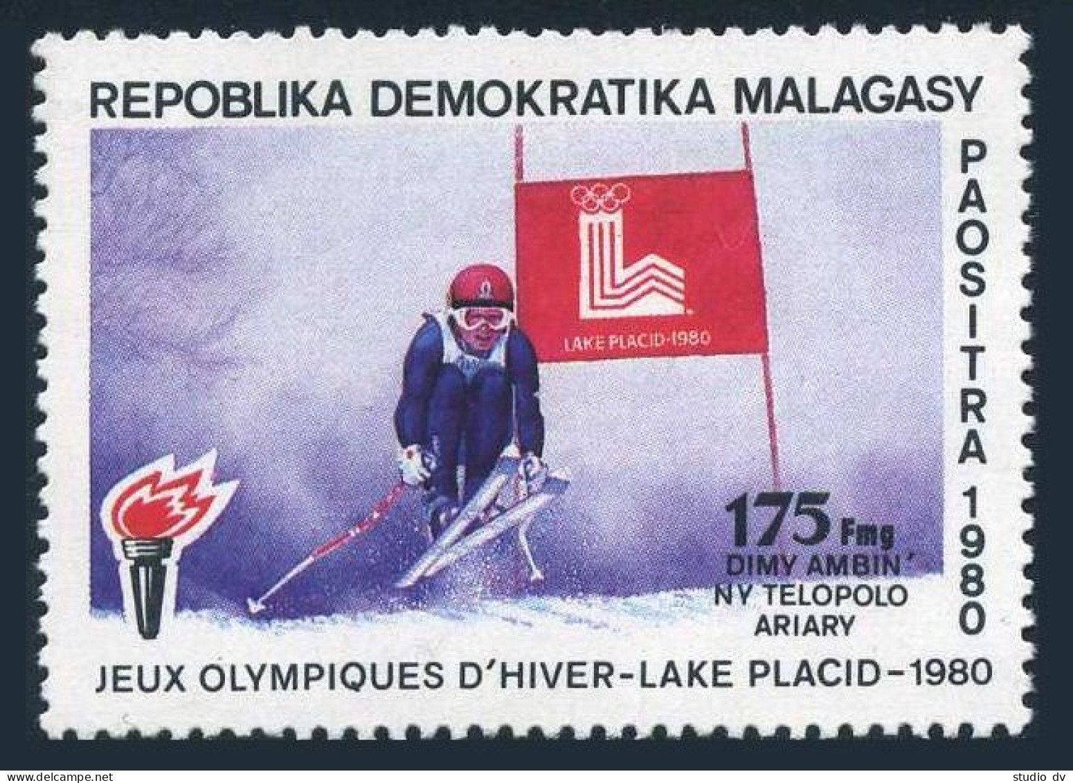 Malagasy 611,MNH.Michel 859. Olympics Lake Placid-1980.Downhill Skiing.1981. - Madagaskar (1960-...)