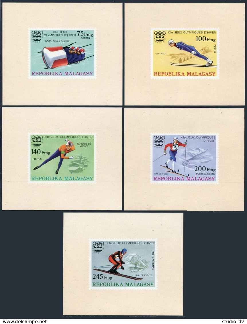 Malagasy 538-540,C149-C150 Deluxe,MNH. Olympics Innsbruck-1976.Skiing,Skating, - Madagascar (1960-...)