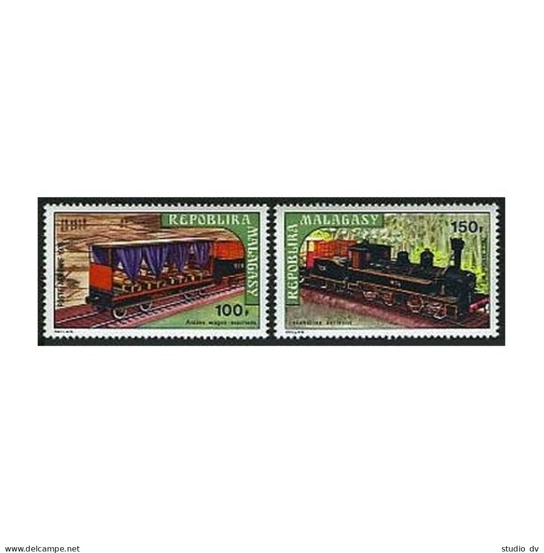 Malagasy C114-C115,MNH.Michel 689-690. Early Excursion Car,steam Locomotive,1973 - Madagaskar (1960-...)