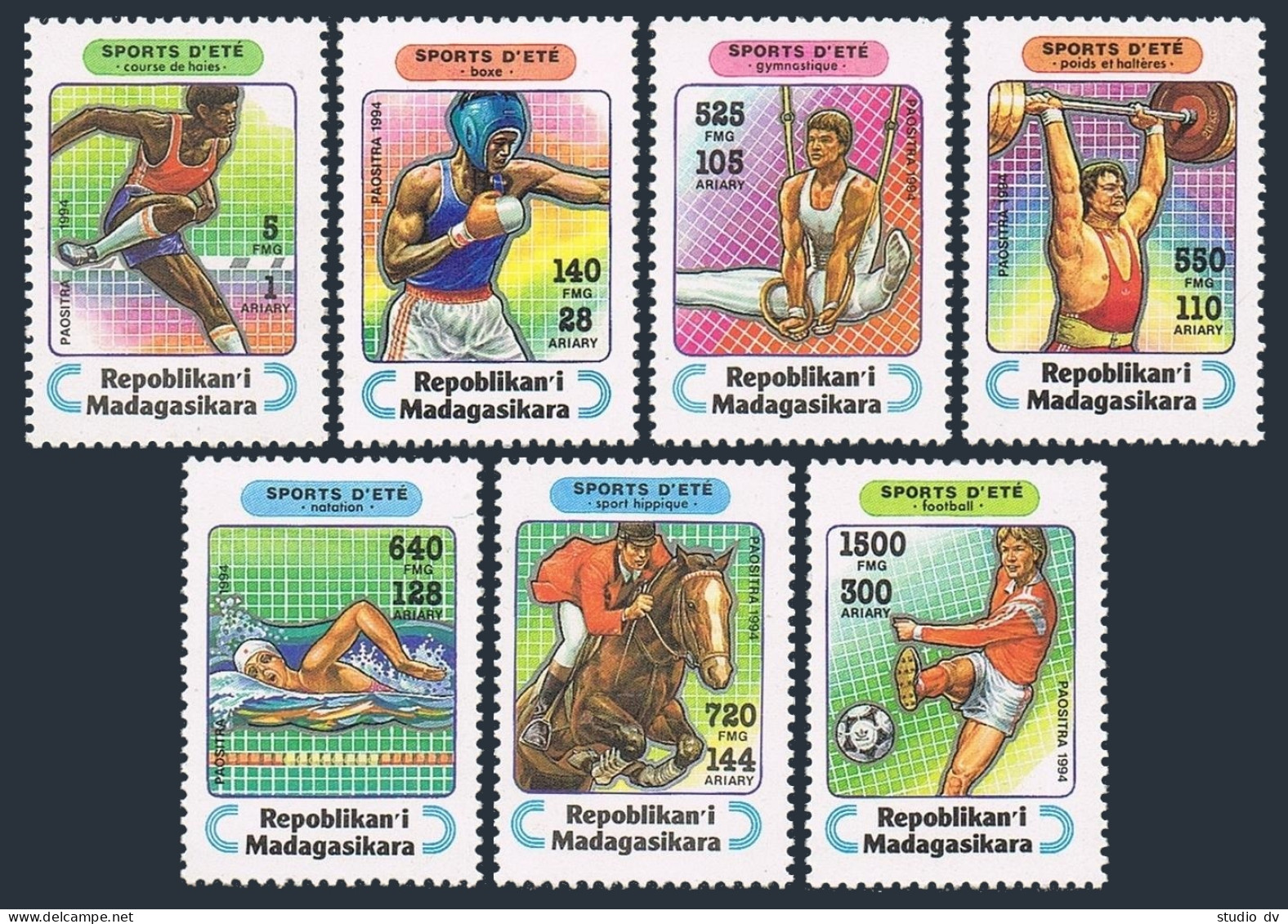 Malagasy 1264-1270,1271,MNH.Michel 1709-1715, 1716 Bl.262. Olympic Sports, 1995. - Madagascar (1960-...)