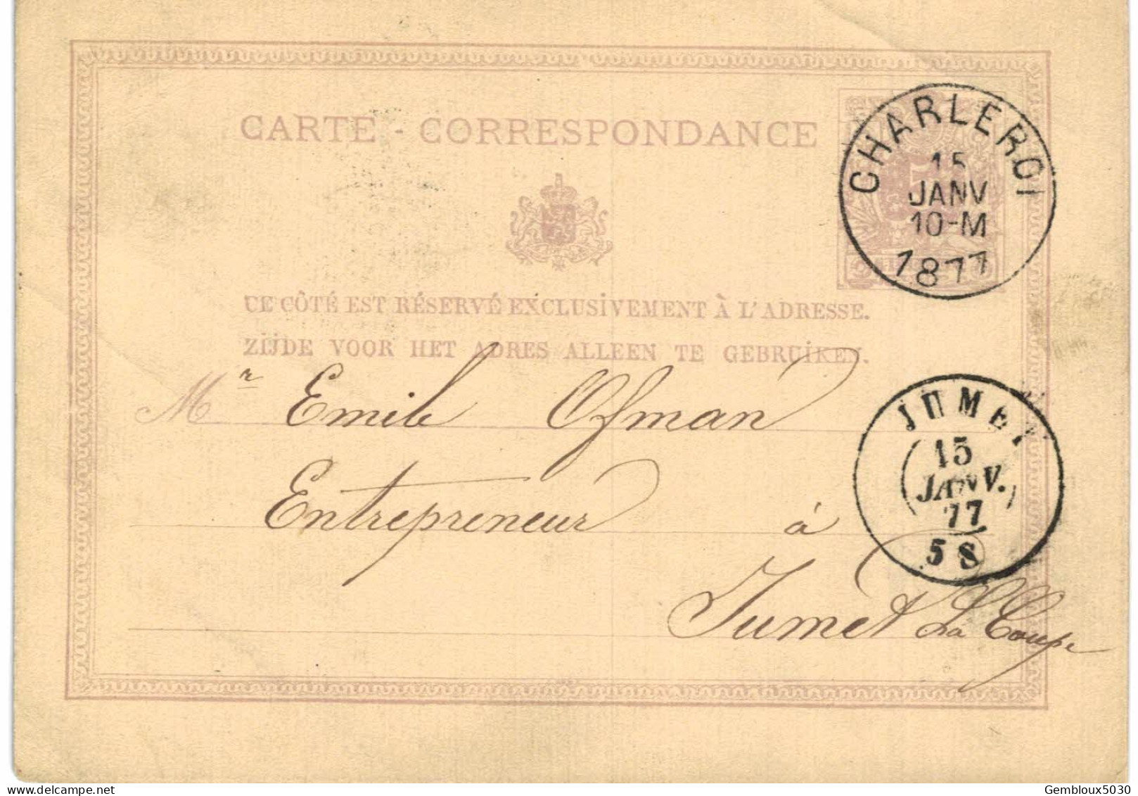 Carte-correspondance N° 28 écrite De Charleroi Vers Jumet - Letter-Cards