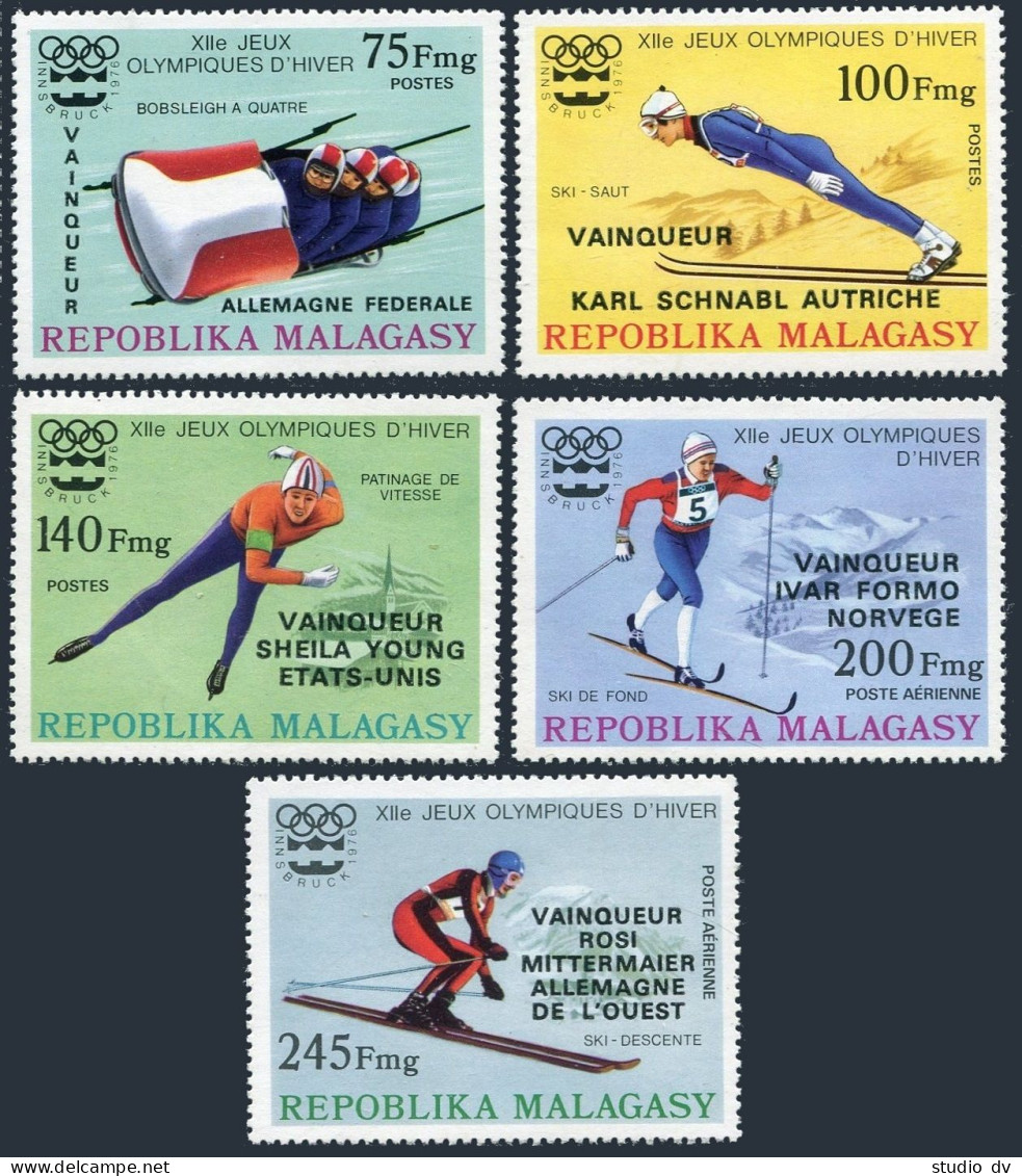Malagasy 561-563,C161-C162,MNH.Michel 802-806. Olympics Innsbruck-1976.Winners. - Madagaskar (1960-...)