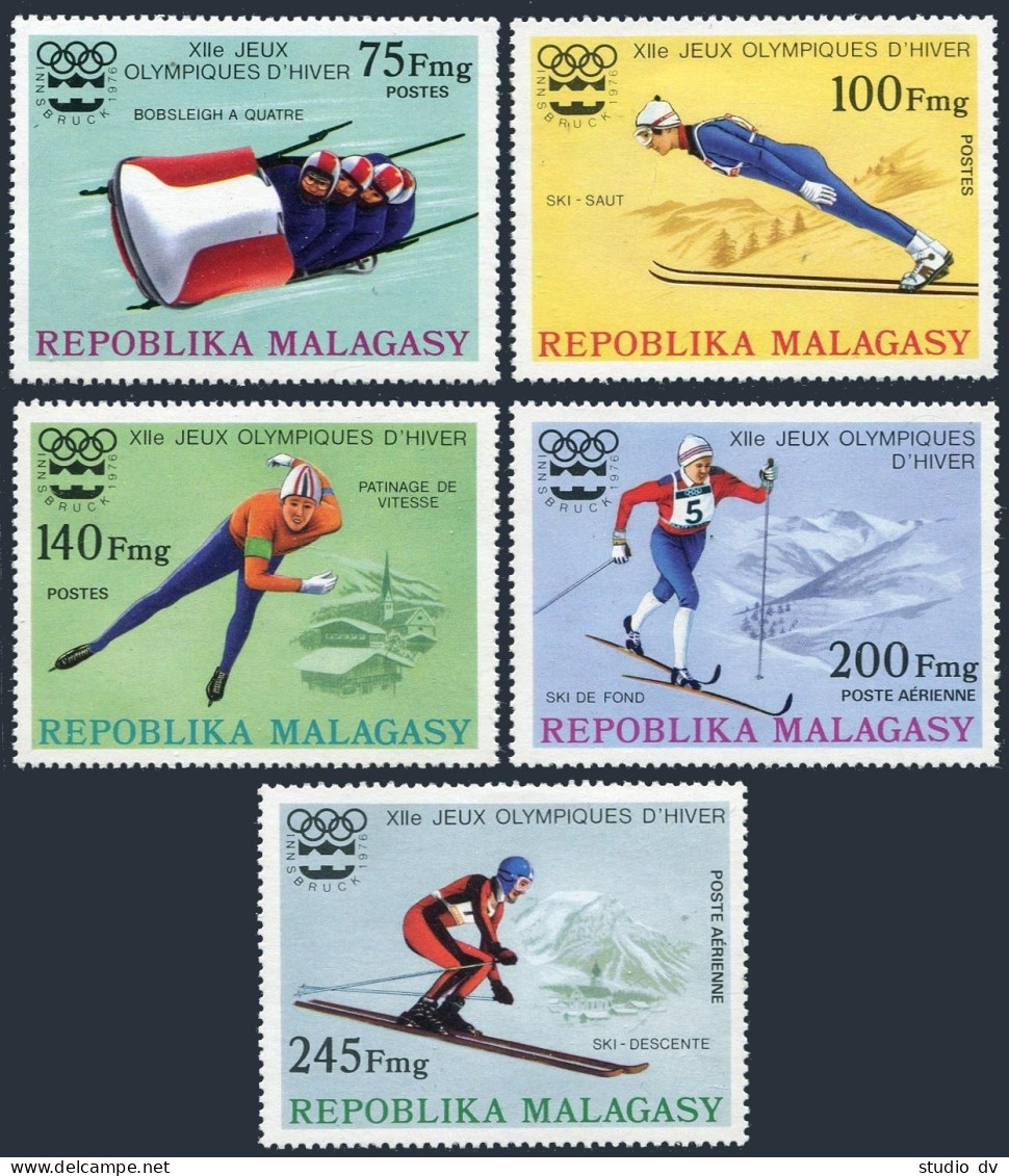 Malagasy 538-540,C149-C150,MNH.Michel 767-771. Olympics Innsbruck-1976.Skiing, - Madagaskar (1960-...)