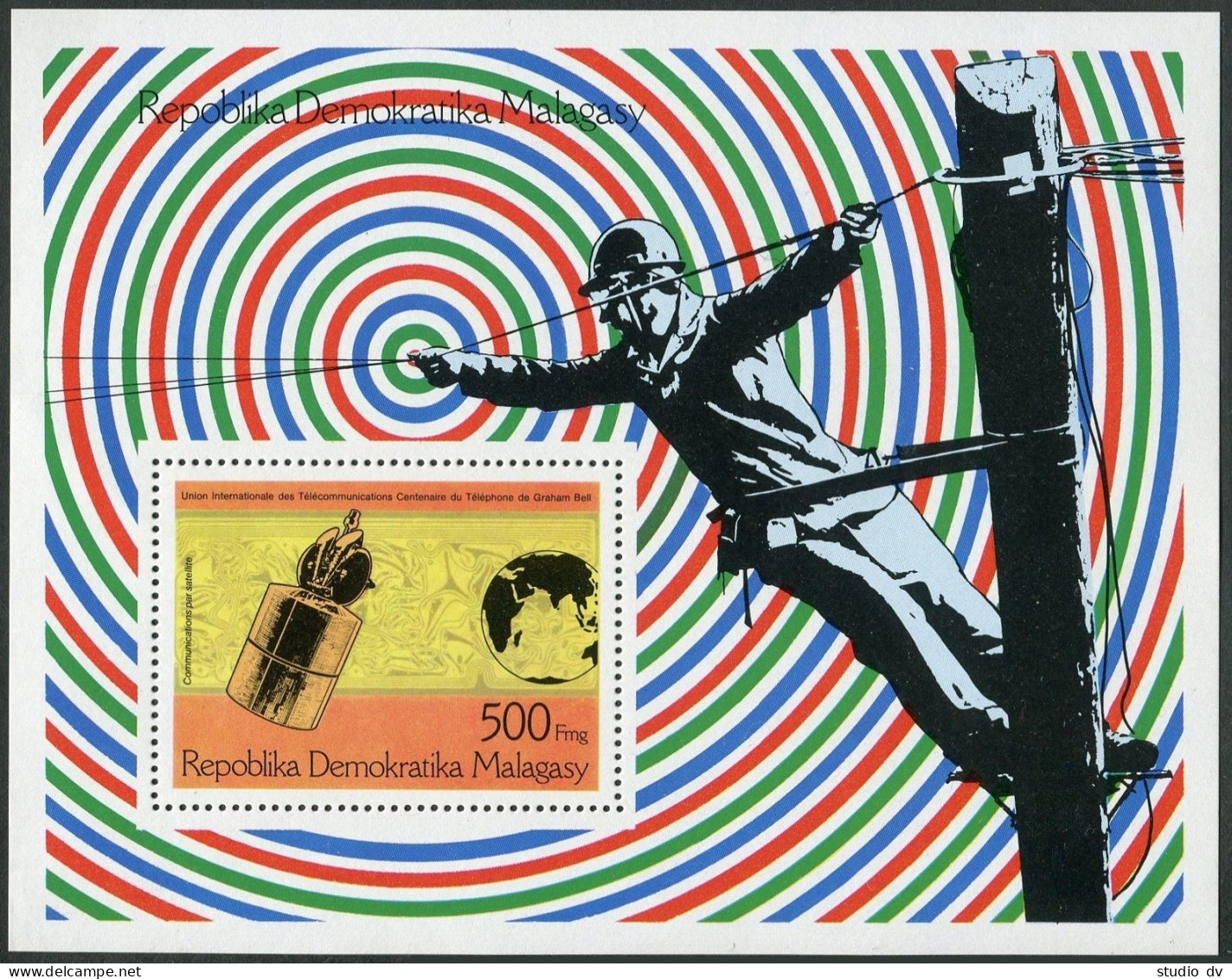 Malagasy 553-557,558,MNH. Telephone-100,1976.Alexander Bell.Telestar Satellite. - Madagaskar (1960-...)