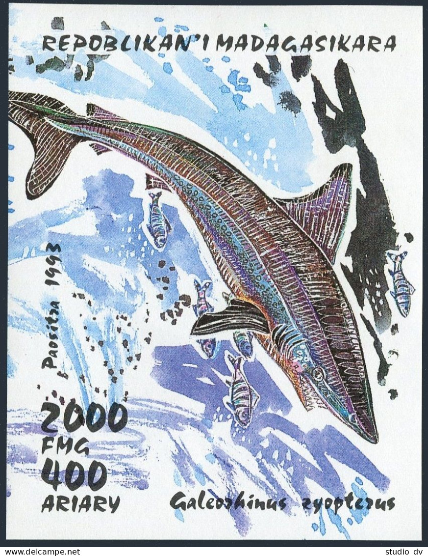 Malagasy 1287,MNH.Michel 1534 Bl.210. Sharks 1993. - Madagascar (1960-...)