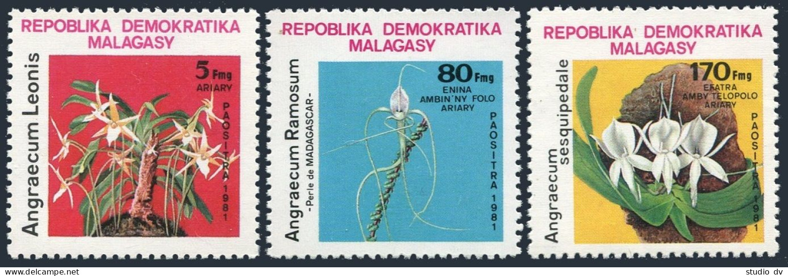 Malagasy 612-614,MNH.Michel 869-871. Flowers 1981. - Madagascar (1960-...)