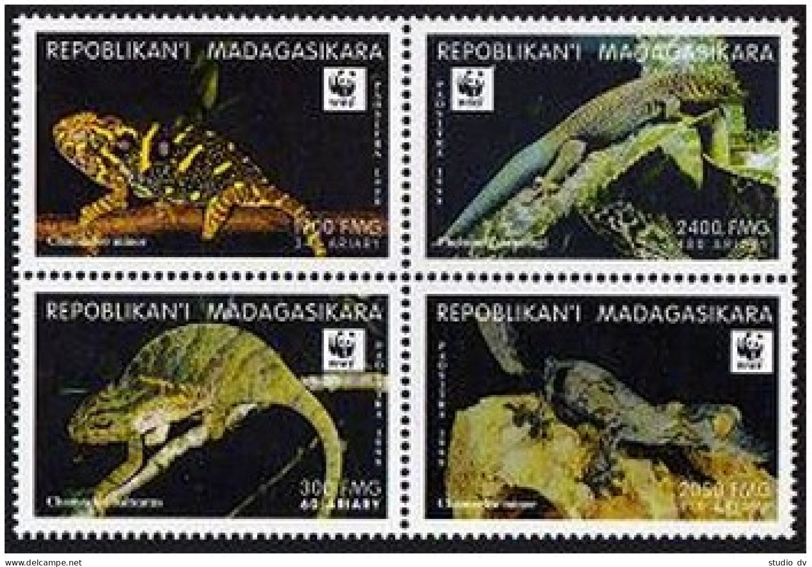 Malagasy 1404 Ad Block,MNH. WWF 1999.Lizards.Chamaeleo - Madagascar (1960-...)