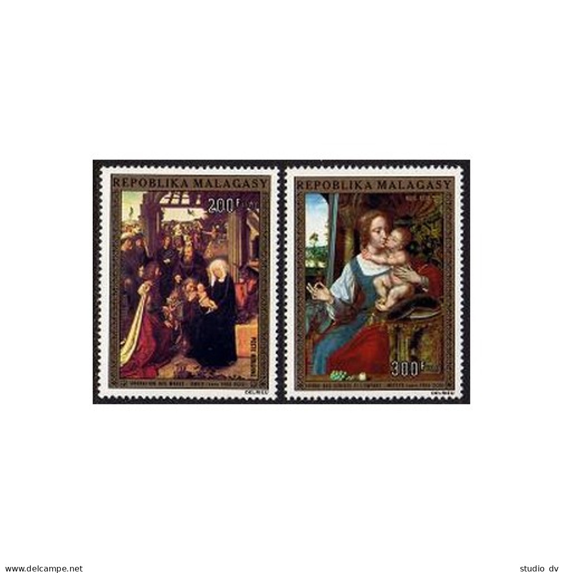 Malagasy C134-C135, MNH. Michel 734-735. Christmas 1974. David, Quentin Massys. - Madagaskar (1960-...)