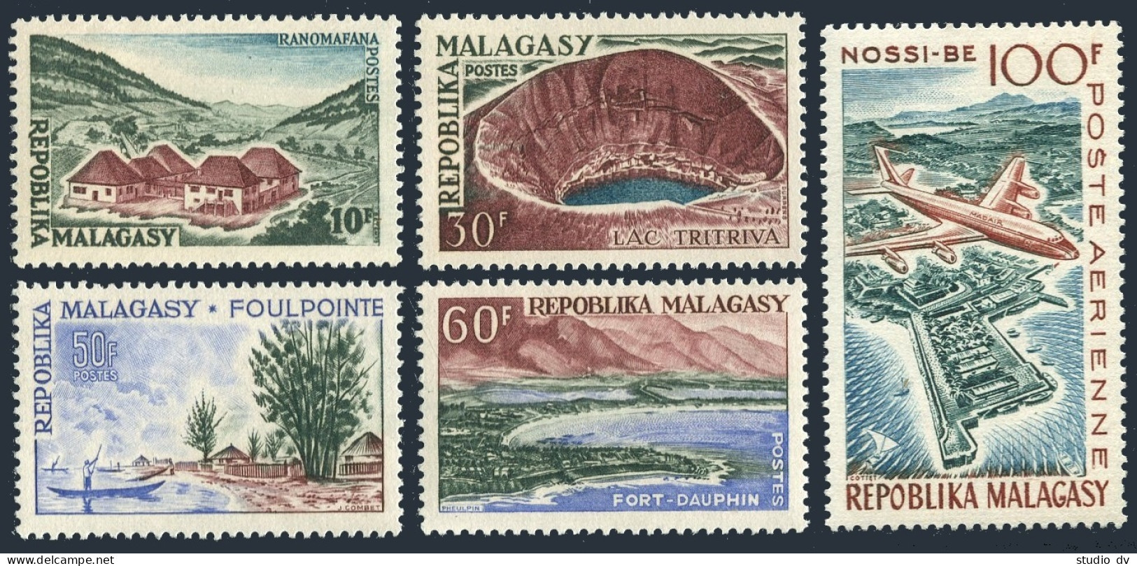 Malagasy 328-331,C70,MNH.Michel 478-482. 1962.Ranomafana Village,Crater Lake, - Madagascar (1960-...)