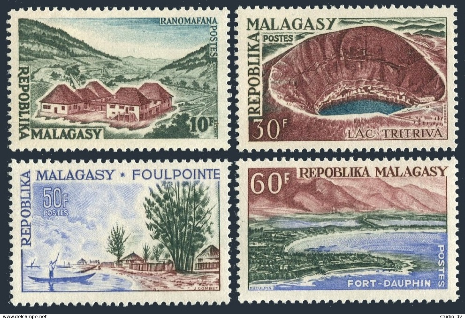 Malagasy 328-331, MNH. Mi 478-481. Ranomafana Village, Crater, Lake, Shore, 1962 - Madagascar (1960-...)