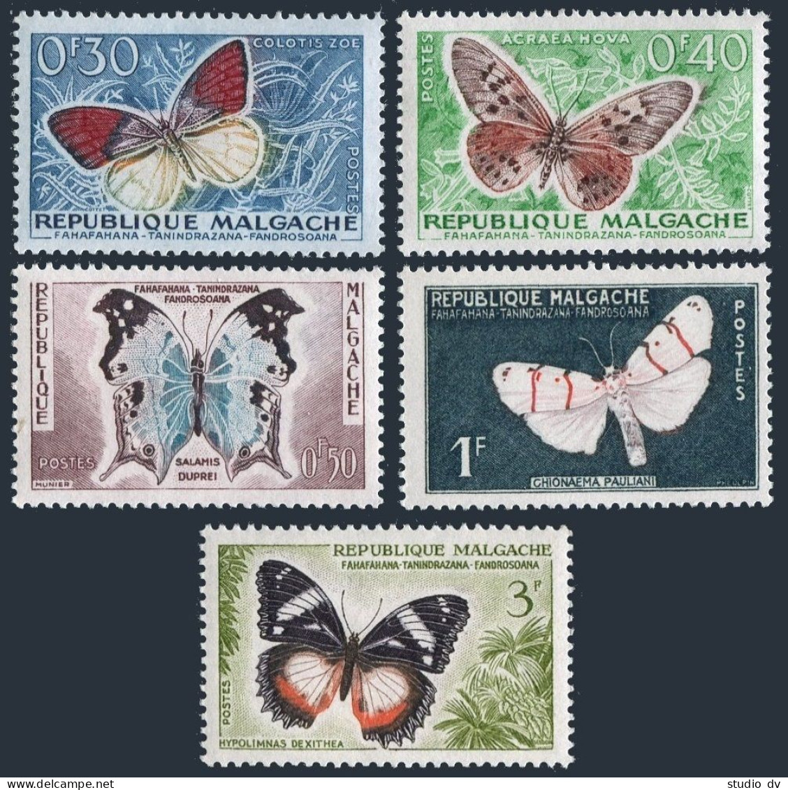 Malagasy 306-315,MNH.Michel 445-454. Butterflies,Plants 1960.Ylang-ylang,sisal, - Madagascar (1960-...)