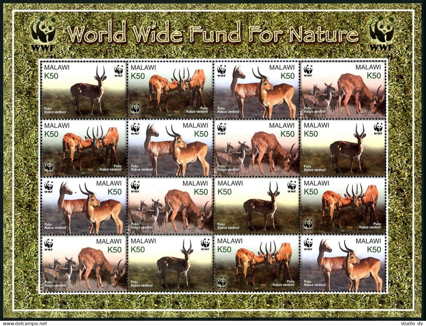 Malawi 714 Ad/4, 714a Sheets, MNH. WWF 2003. Kobus Vardoni. - Malawi (1964-...)