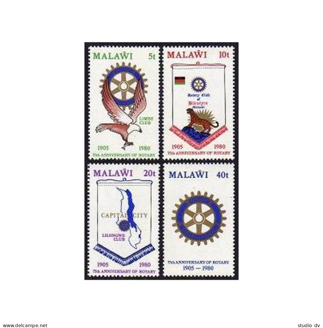 Malawi 362-365, MNH. Mi 340-343. Rotary Intl, 75, 1980. Emblems, Eagle, Leopard, - Malawi (1964-...)