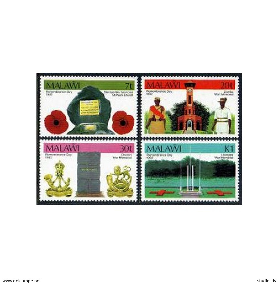 Malawi 406-409, MNH. Michel 384-387. Remembrance Day 1982. War Memorials. - Malawi (1964-...)