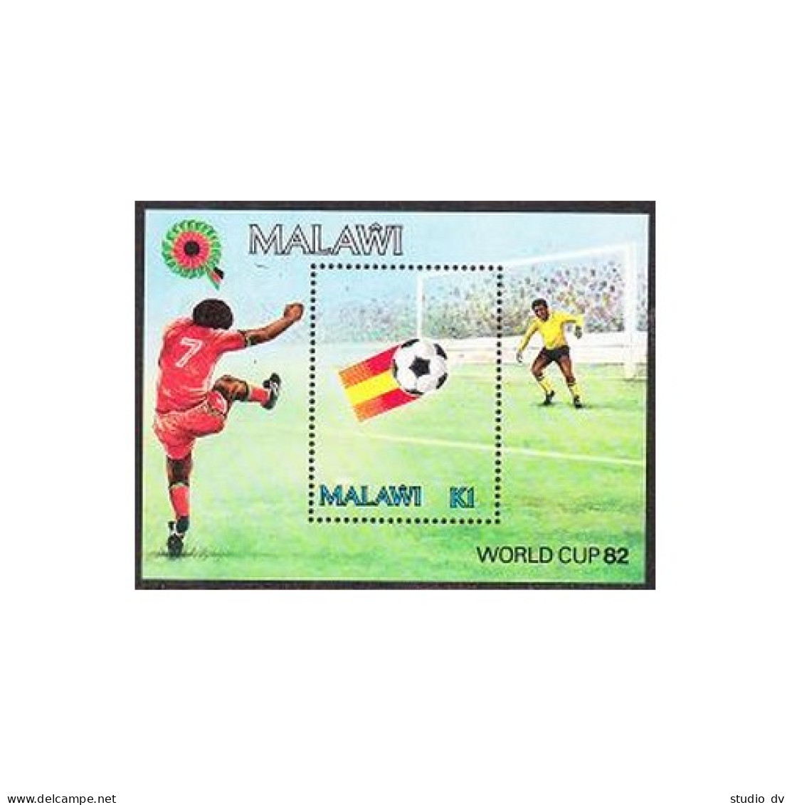 Malawi 402-404, 405, MNH. Michel 380-382, Bl.6. World Soccer Cup Spain-1982. - Malawi (1964-...)