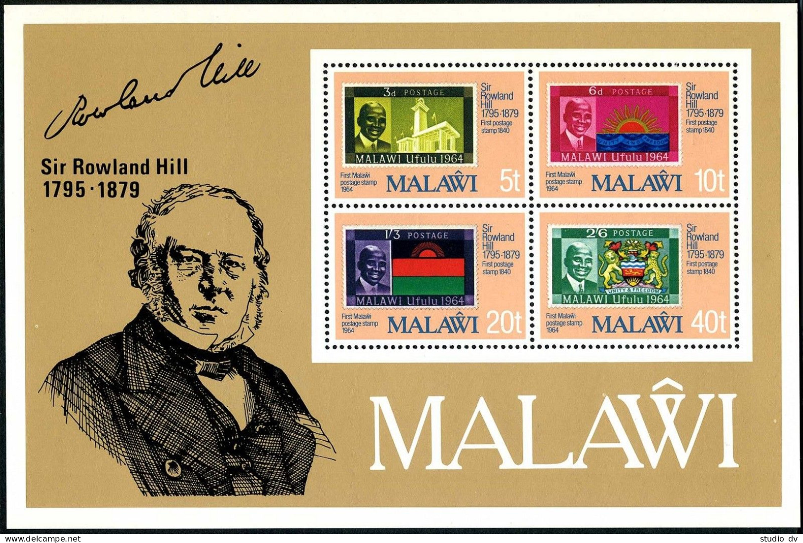 Malawi 354-357, 357a Sheet, MNH. Michel 332-335, Bl.56. Sir Rowland Hill, 1979. - Malawi (1964-...)