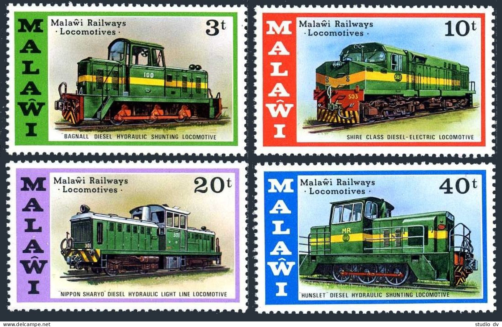 Malawi 289-292,292a Sheet,MNH.Michel 267-270,Bl.45. Railway Locomotives,1976. - Malawi (1964-...)