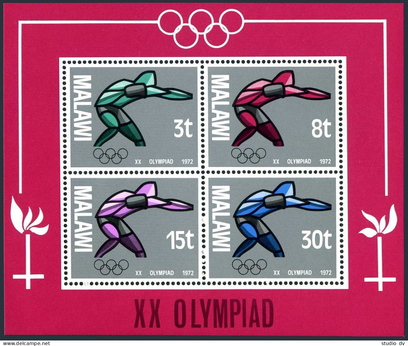 Malawi 193a Sheet, MNH. Michel Bl.28. Olympics Munich-1972. Athlete. - Malawi (1964-...)