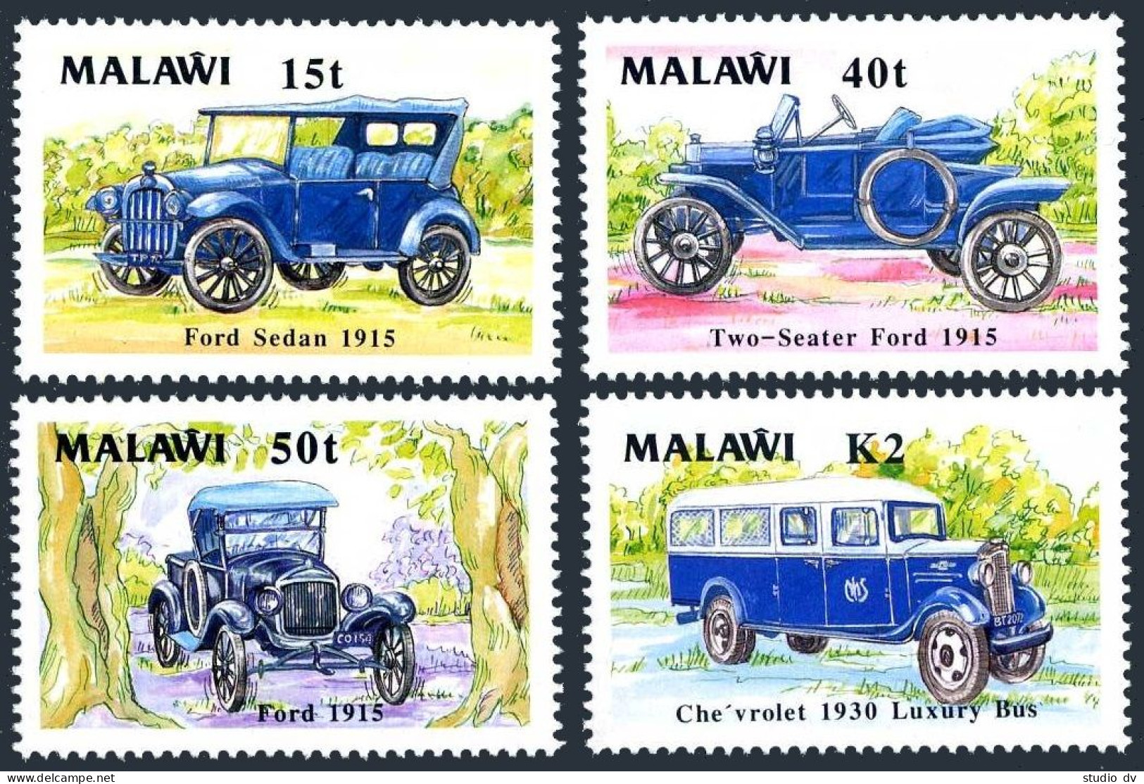 Malawi 562-565,565a Sheet,MNH.Michel 545-548,Bl.69. Classic Cars 1990. - Malawi (1964-...)