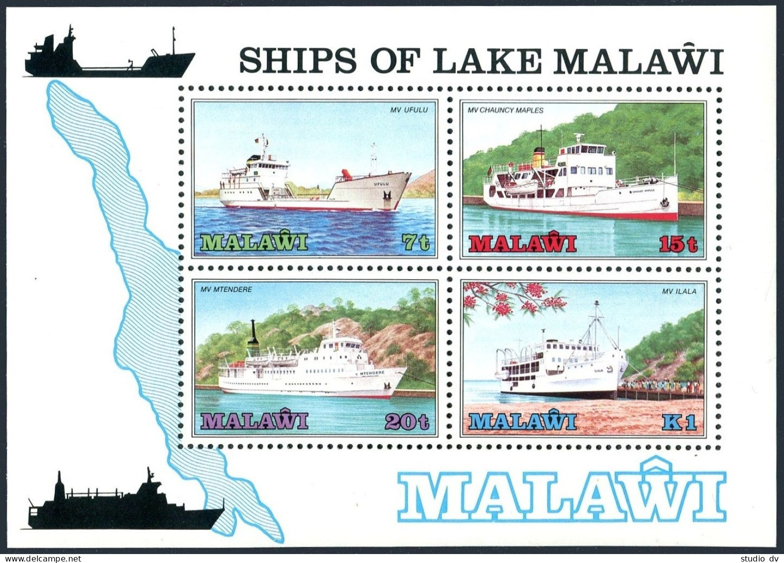 Malawi 466-469,469a Sheet, MNH. Mi 449-452, Bl.64. Ships Of The Lake Malawi,1985 - Malawi (1964-...)