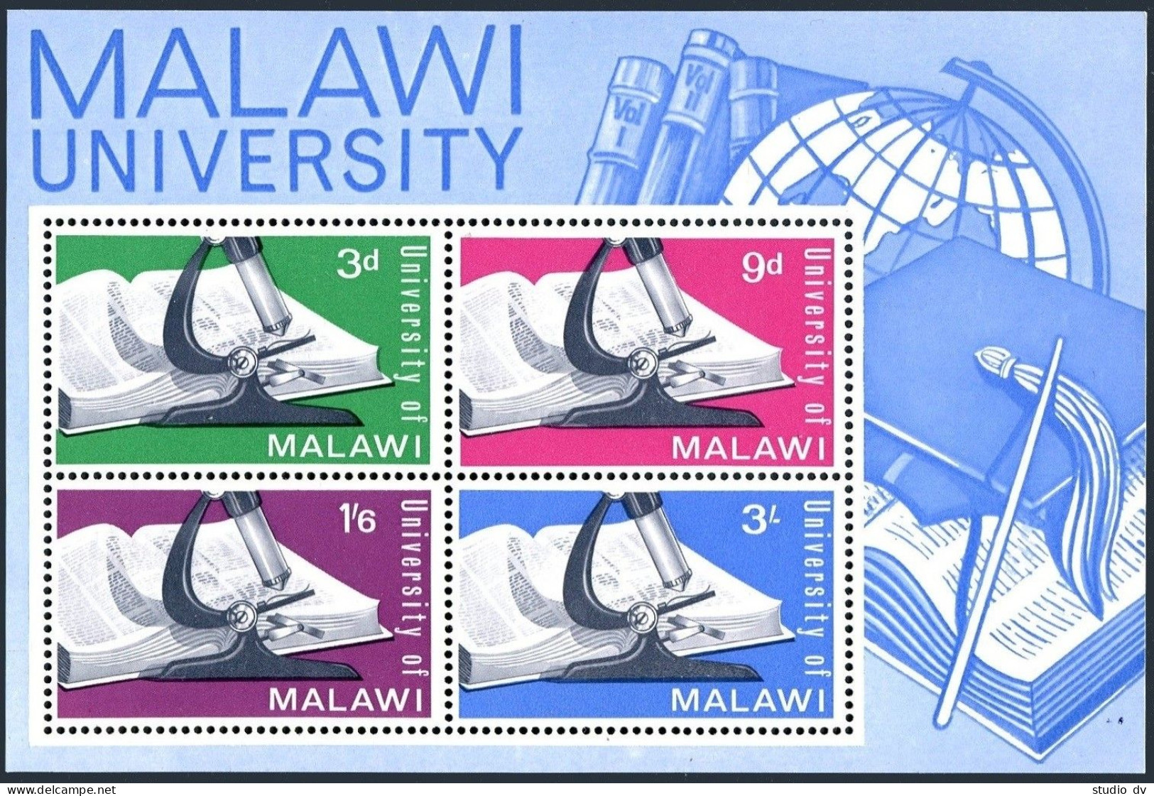 Malawi 36a Sheet,MNH.Michel Bl.4. University Of Malawi,1965.Globe,Microscope. - Malawi (1964-...)